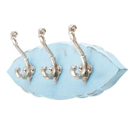 Turquoise Silver Small Wall Wooden Iron Hooks